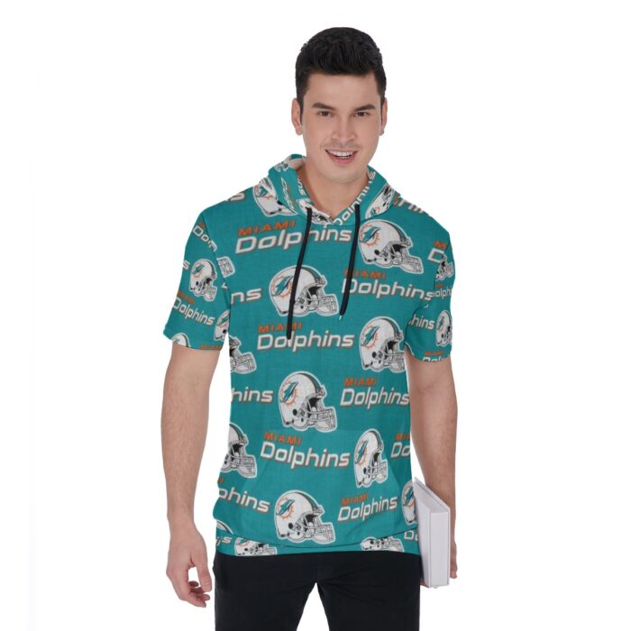 Miami Dolphins Zubaz All-Over Print Men's Short Sleeve Hoodie T-Shirt - Image 1