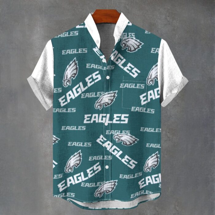 Philadelphia Eagles Stand Collar Shirt|110GSM Imitation Flax - Image 1