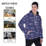 New England Patriots All-Over Print Men's Heavy Fleece Raglan Hoodie