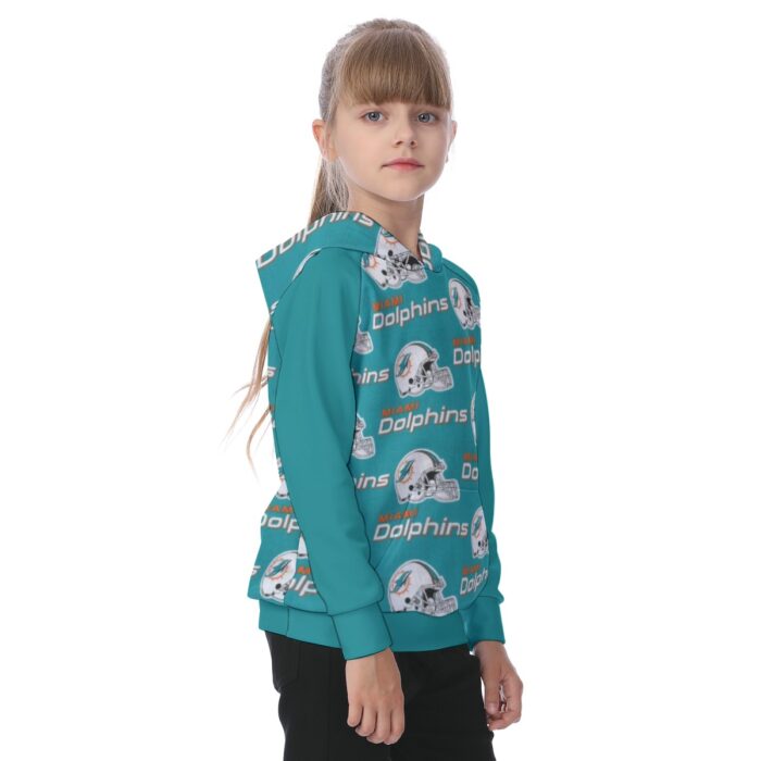 Miami Dolphins Zubaz All-Over Print Kid's Raglan Pullover Hoodie - Image 3