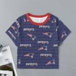 New England Patriots Zubaz Eco-friendly  All-Over Print Women's cropped Raglan T-shirt With Short Sleeve - Image 3