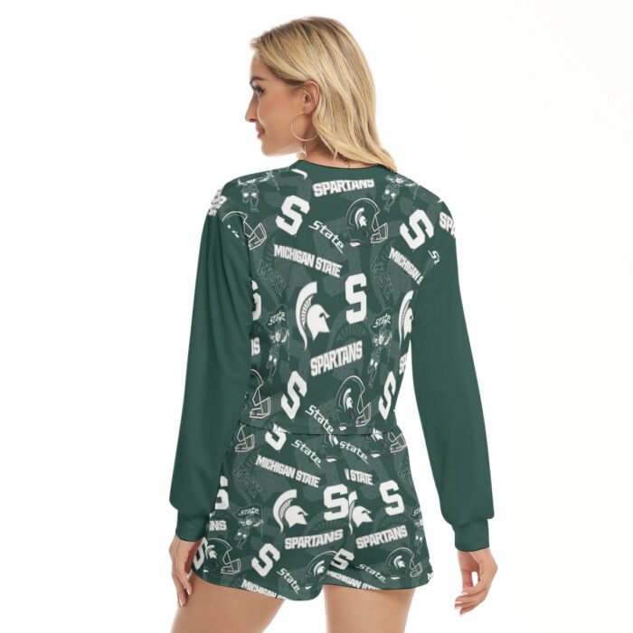 Michigan State  - Spartans Women's Short Sweatshirt And Pants Suit - Image 4
