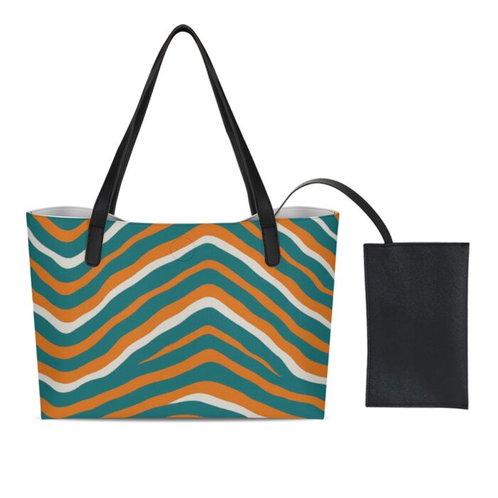 Miami Dolphins Zubaz Shopping Tote Bag With Black Mini Purse - Image 2