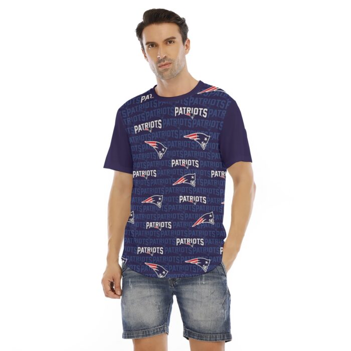 New England Patriots All-Over Print Men's Short Sleeve Rounded Hem T-shirt - Image 4