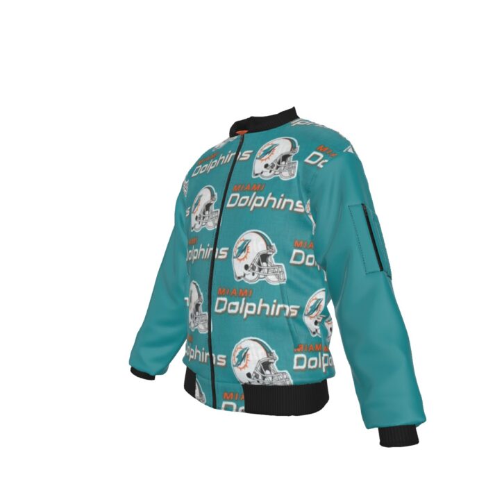 Miami Dolphins Zubaz All-Over Print Men's Bomber Jacket With Sleeve Pocket - Image 1