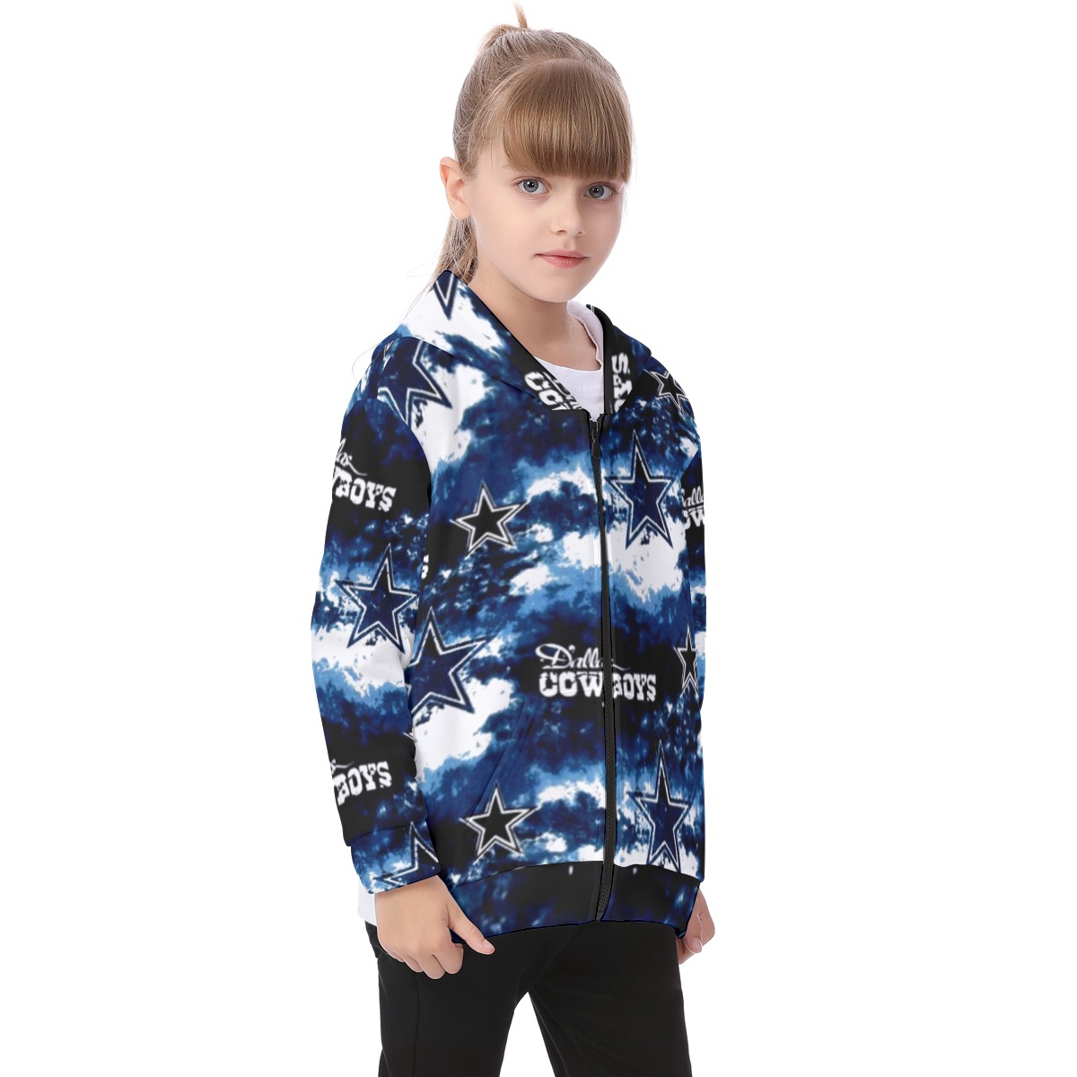 Dallas Cowboys Zubaz All-Over Print Kid's Heavy Fleece Zip Up Hoodie - Image 2