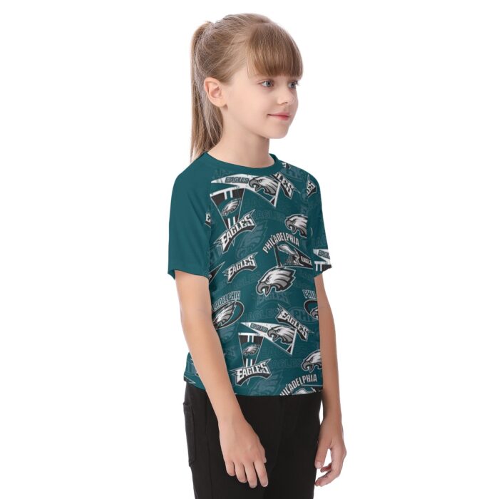 Philadelphia Eagles Zubaz All-Over Print Kid's Raglan Sleeve T-shirt - Image 2