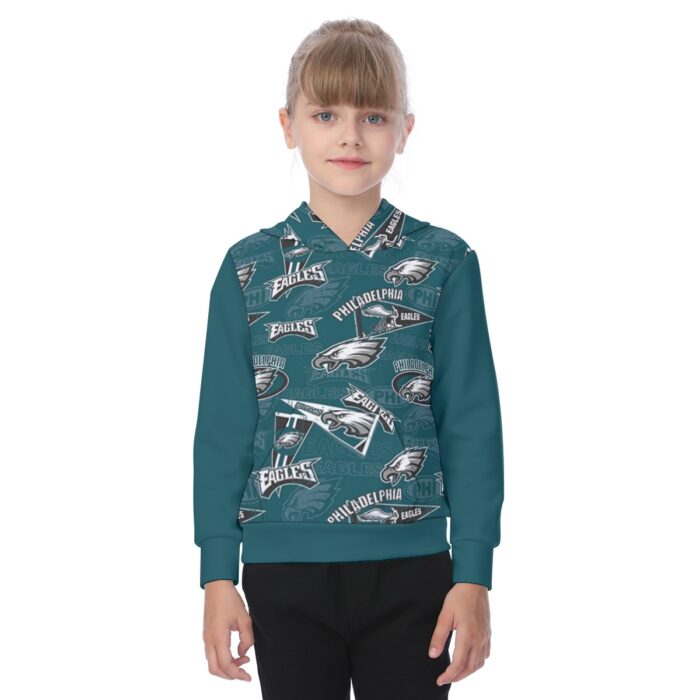 Philadelphia Eagles Zubaz All-Over Print Oversized Kid's Hoodie - Image 1
