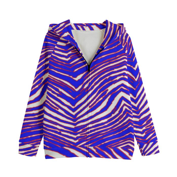 Buffalo Bills Zubaz All-Over Print Kid's Zip Up Raglan Sleeve Hoodie | 310GSM Cotton - Image 4