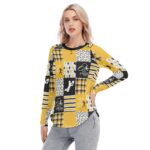 Pittsburgh Steelers All-Over Print Women's Raglan Sleeves U-Shaped Hem Long Sleeves Blouse - Image 3