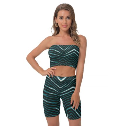 Philadelphia Eagles Zubaz All-Over Print Women's Breast Wrap Shorts Suit