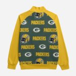 Green Bay Packers All-Over Print Unisex Stand Up Collar Jacket With Raglan Sleeve | 310GSM Cotton - Image 3