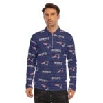 New England Patriots Zubaz All-Over Print Men's Lapel T-shirt With Neckline Zipper Closure - Image 7