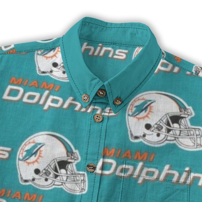 Miami Dolphins Zubaz All-Over Print Children's Shirt With Pocket | 125GSM Cotton - Image 4