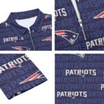 New England Patriots Zubaz All-Over Print Men's Lapel T-shirt With Neckline Zipper Closure - Image 2