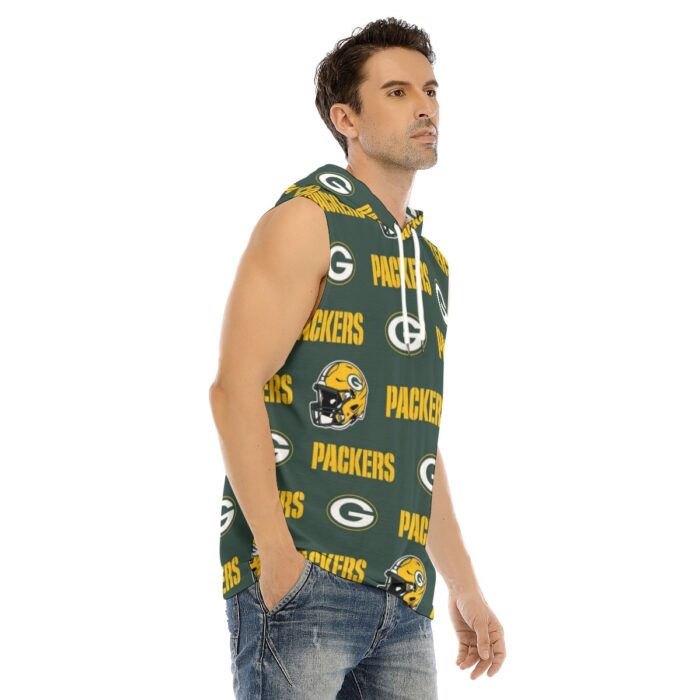 Green Bay Packers All-Over Print Men's Tank Hooded Vest - Image 4