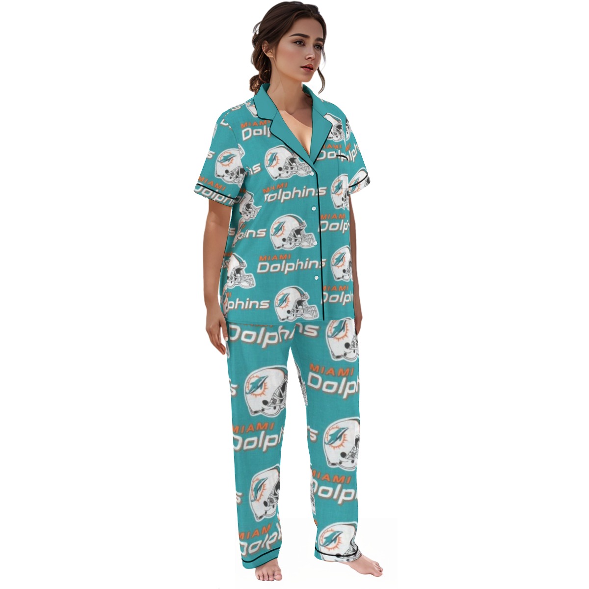 Miami Dolphins Zubaz All-over print Women'S Trousers Pajamas Set - Image 4
