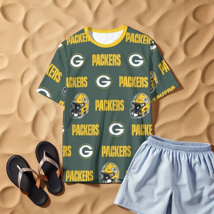 Green Bay Packers All-Over Print Men's O-Neck T-Shirt | 190GSM Cotton - Image 2