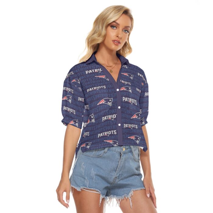 New England Patriots Zubaz All-Over Print Women's V-neck Shirts - Image 4