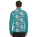 Miami Dolphins Zubaz All-Over Print Men's Lapel T-shirt With Neckline Zipper Closure - Image 4