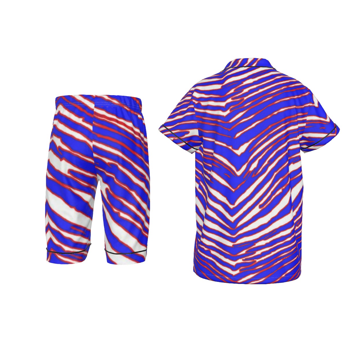 Buffalo Bills Zubaz All-Over Print Kid's Imitation Silk Short Pajamas - Image 4