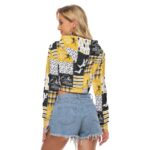 Pittsburgh Steelers Zubaz All-Over Print Women's Crop Top Hoodie|Velvet