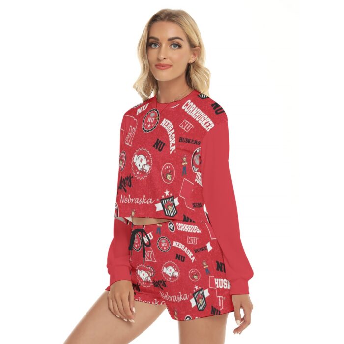 Nebraska Lincoln Cornhuskers Women's Short Sweatshirt And Pants Suit - Image 2