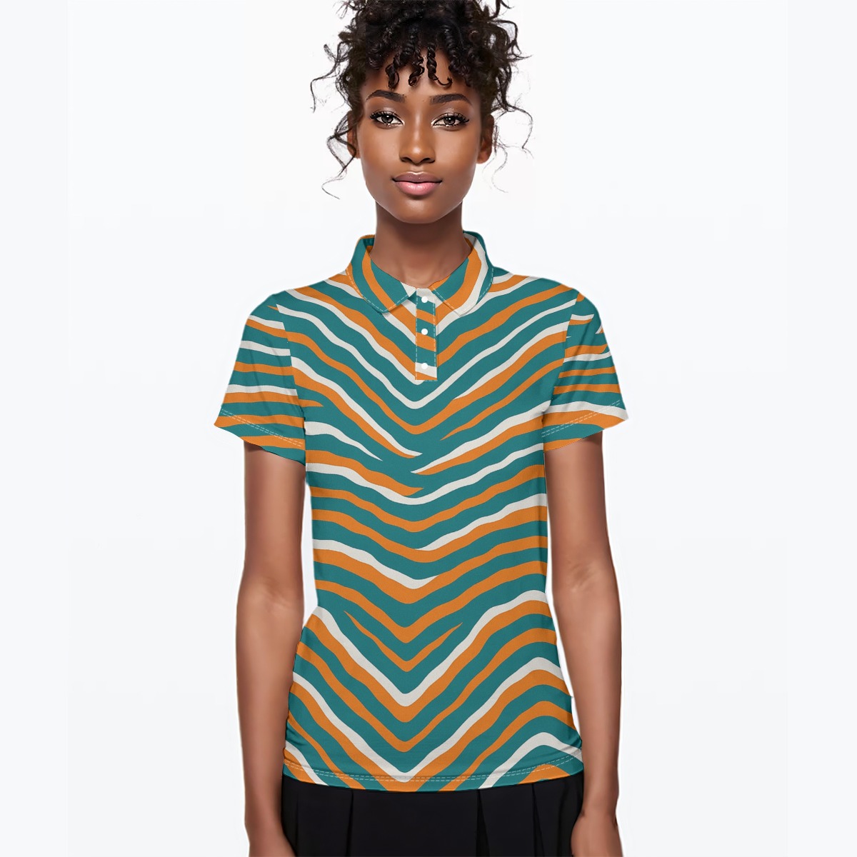 Miami Dolphins Zubaz All-Over Print Women's Polo Collar Jersey - Image 2