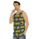 Green Bay Packers All-Over Print Men's Curved Hem Long Tank Top - Image 3