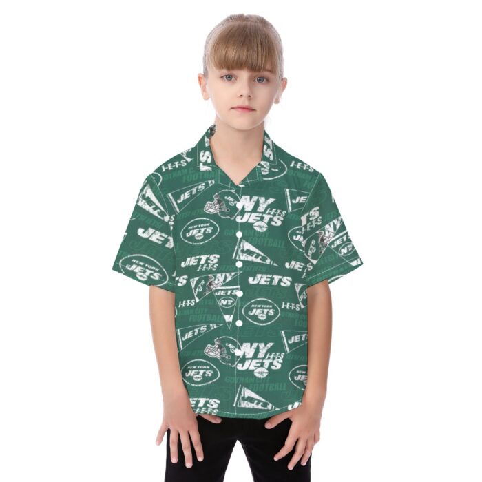 New York Jets  Kid's Hawaiian Vacation Shirt - Image 1