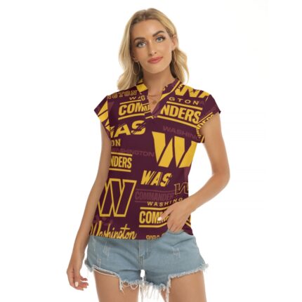 Washington Commanders Women's Stacked V-neck Short Sleeve Blouse