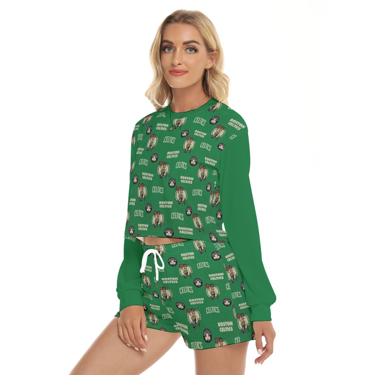 Boston Celtics Women's Short Sweatshirt And Pants Suit - Image 2