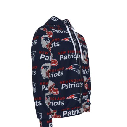 New England Patriots All-Over Print Unisex Zipper Hoodie With Black Lining