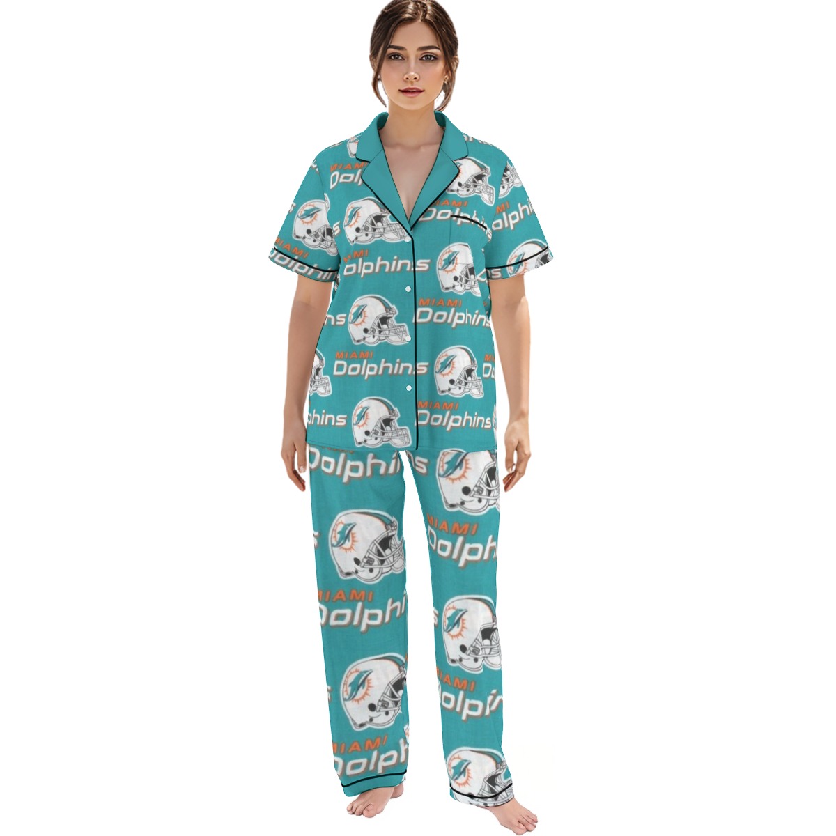 Miami Dolphins Zubaz All-over print Women'S Trousers Pajamas Set - Image 2