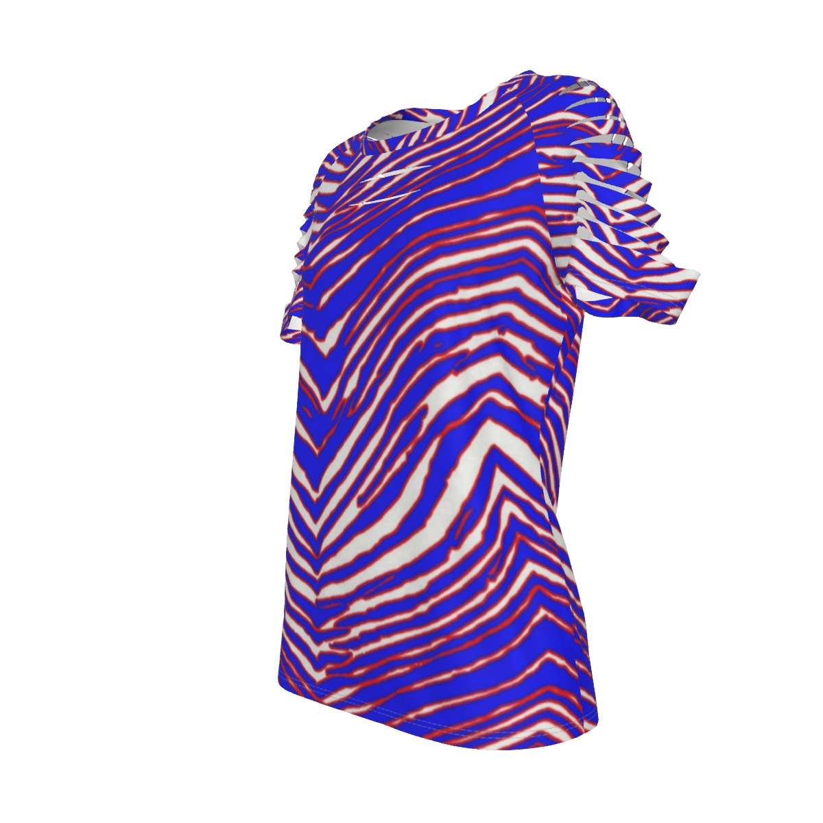 Buffalo Bills Zubaz All-Over Print Women's Ripped T-Shirt