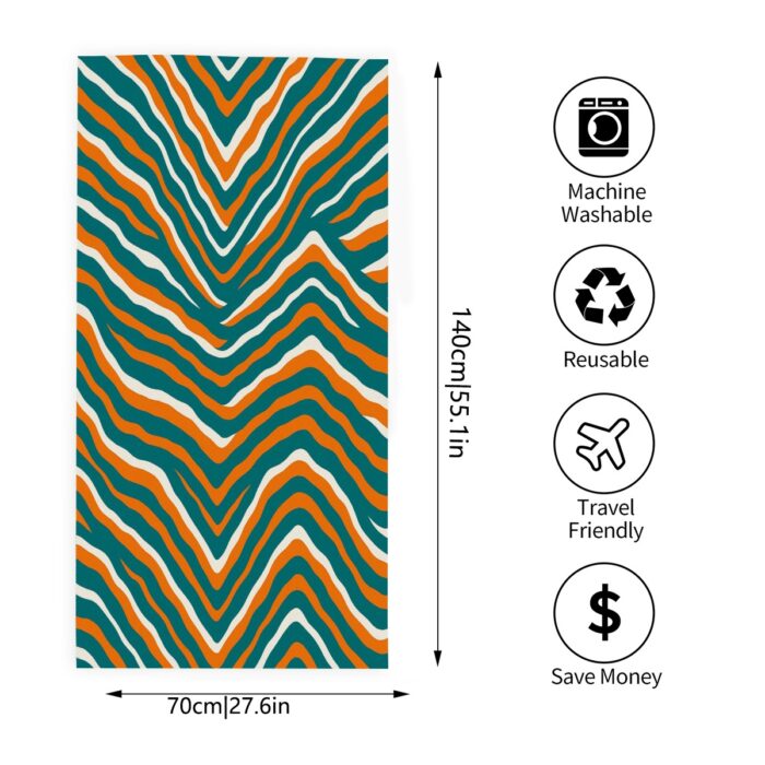 Miami Dolphins Zubaz Adult Bath Towel Vertical Style For the USA - Image 2