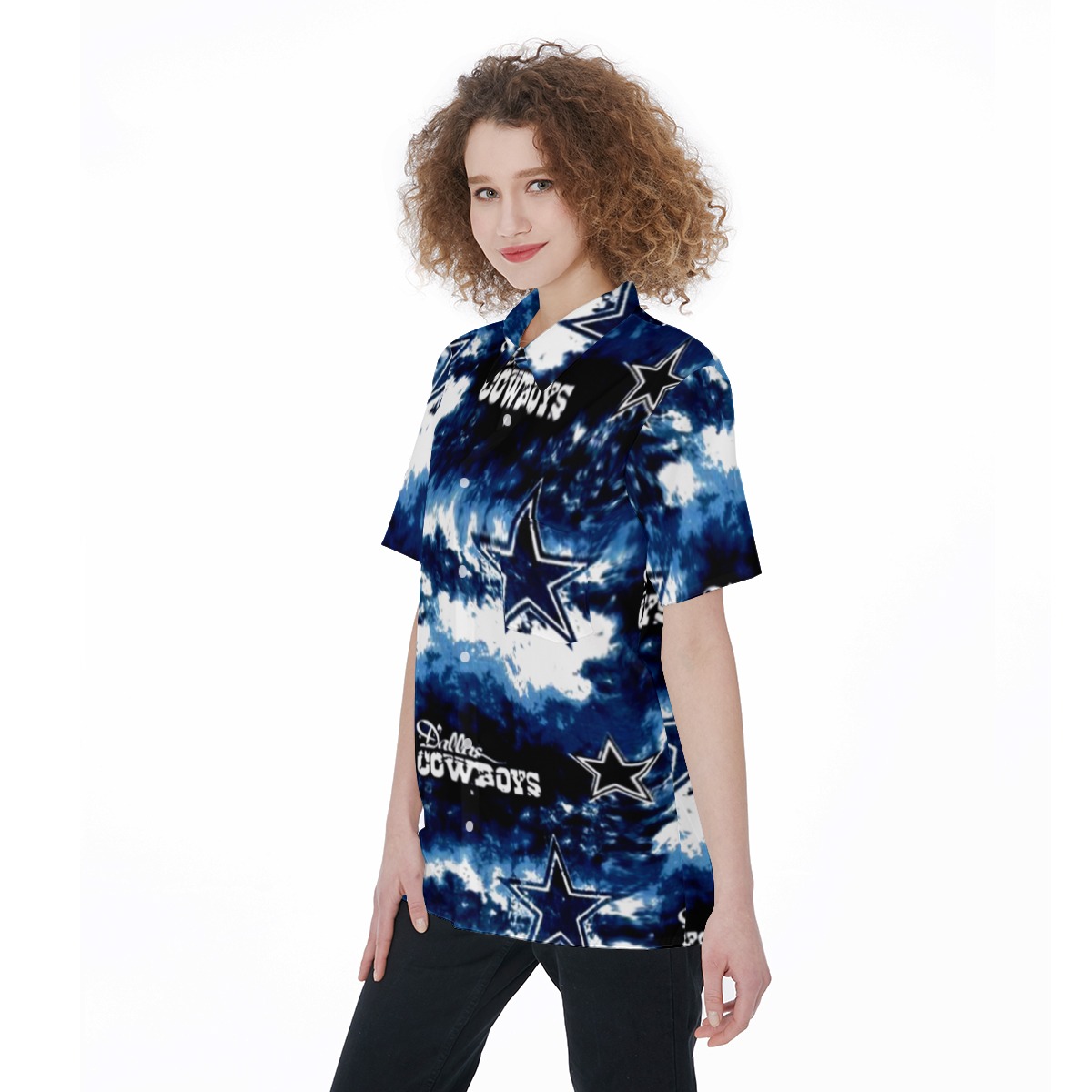 Dallas Cowboys Zubaz All-Over Print Women's Short Sleeve Shirt With Pocket