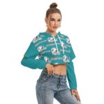 Miami Dolphins Zubaz All-Over Print Women's Heavy Fleece Hoodie With Hollow Out Sleeve - Image 4