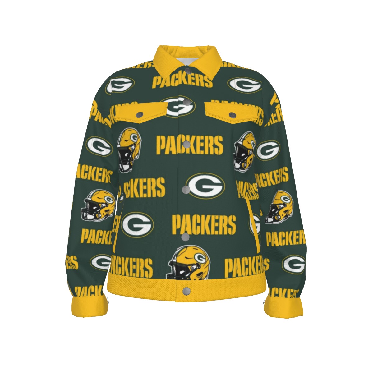 Green Bay Packers All-Over Print Unisex Lapel Jacket | 245GSM Cotton