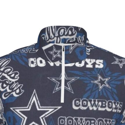 Dallas Cowboys Zubaz All-Over Print Men's Sports Collar Jersey With Long Sleeve| Interlock