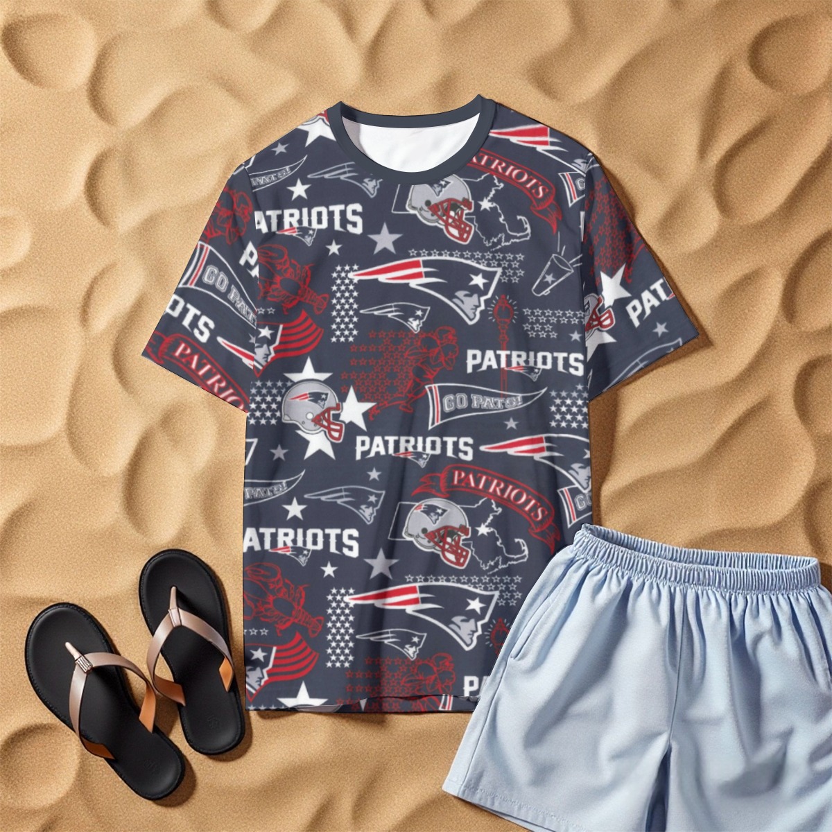 New England Patriots Zubaz All-Over Print Men's O-Neck T-Shirt | 190GSM Cotton