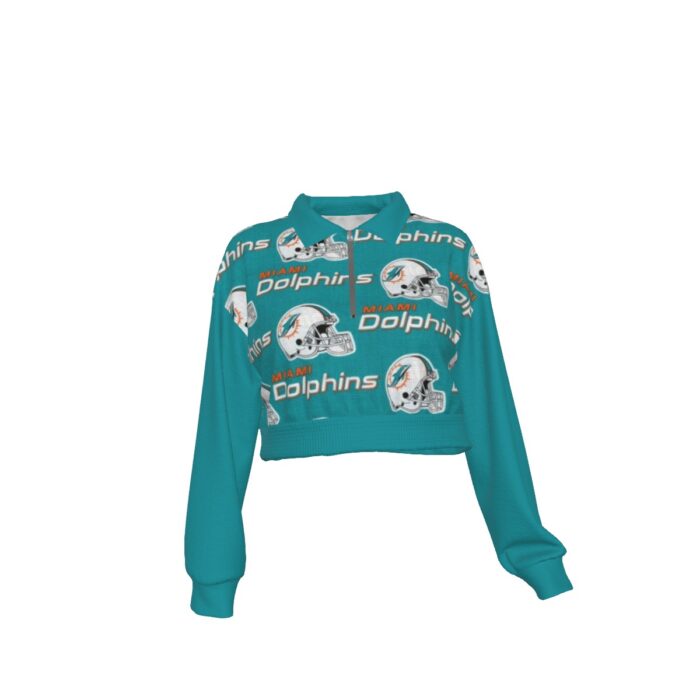Miami Dolphins Zubaz All-Over Print Women's Hoodie with Half Zipper - Image 2