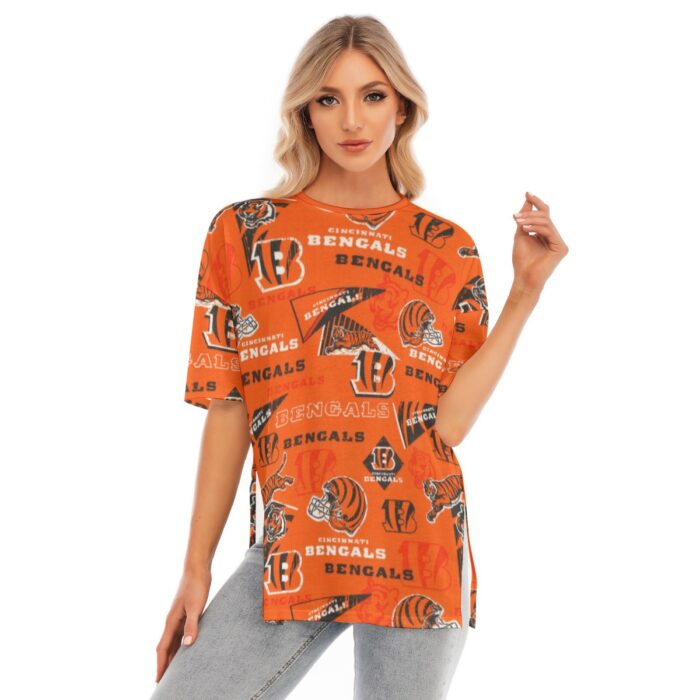 Cincinnati Bengals  Women's Short Sleeves T-shirt With Hem Split - Image 1