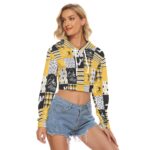 Pittsburgh Steelers Zubaz All-Over Print Women's Crop Top Hoodie|Velvet - Image 3