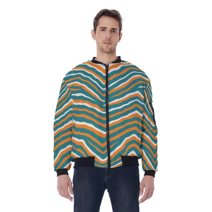 Miami Dolphins Zubaz All-Over Print Men's Bomber Jacket With Sleeve Pocket - Image 3