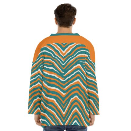 Miami Dolphins Zubaz All-Over Print Men's V-neck Ice Hockey Jersey