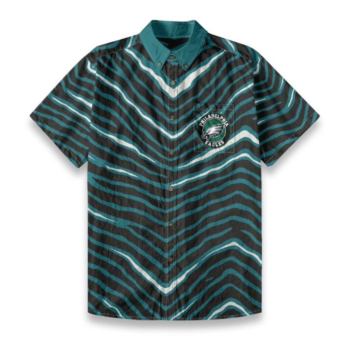 Philadelphia Eagles Zubaz All-Over Print Men's Breathable Cotton Shirt|125GSM - Image 2