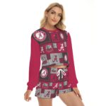 Alabama Crimson Tide burgundy  Women's Short Sweatshirt And Pants Suit - Image 3