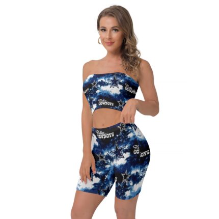 Dallas Cowboys Zubaz All-Over Print Women's Breast Wrap Shorts Suit
