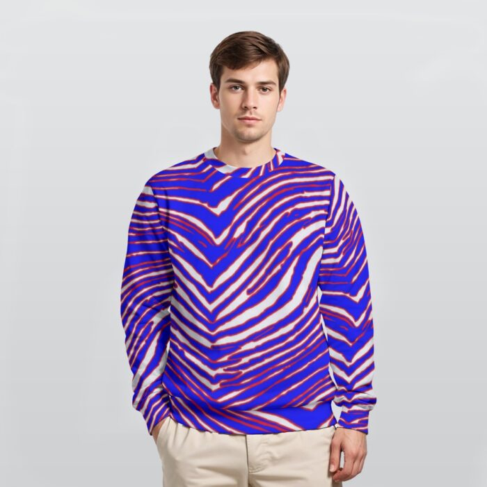 Buffalo Bills Zubaz All-Over Print Men's Heavy Fleece Sweatshirt - Image 2